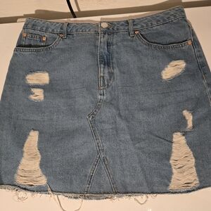 Denim Distressed Skirt